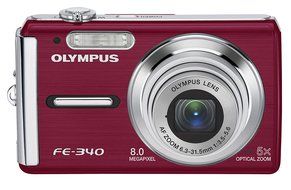 Olympus FE-340 8MP Digital Camera with 5x Optical Zoom (Red) N3