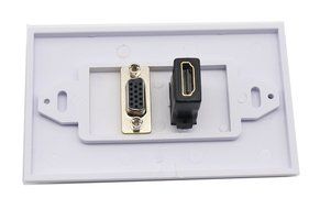 Lemeng New design Gold plated HDMI VGA Component Composite Audio Video Wall Face Plate Panel-White