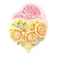 HT BAKEWARE | Heart Shaped Embossed Flowers Silicone Mold