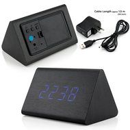 GEARONIC TM Modern Triangle Wood LED Wooden Alarm Digital Desk Clock Thermometer Classical Timer Calendar Updated... N12