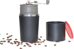 Portable Burr Manual Ceramic Adjustable All in One Coffee Grinder Mug (black) N4