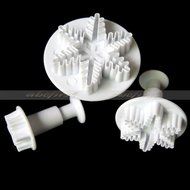 Generic 3Pcs/Set Snowflake Sugarcraft Fondant Gum Paste Cakes Cookie Decorating Cutter Plunger Mold(White) N2