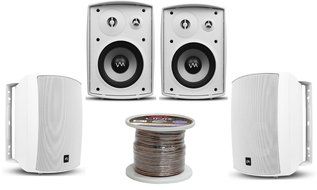 4) VM Audio SR-WOD6 White Waterproof Indoor/Outdoor Patio Speakers Set with Wiring (Pair) N5
