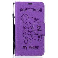 LG K10 Case, LG K10 Wallet Case,PHEZEN Cute Bear Don't Touch My Phone Design PU Leather Wallet Case Stand Flip... N166