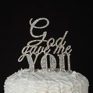God Gave Me You Cake Topper for Wedding or Anniversary, Gold Party Decoration N2