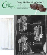 Cybrtrayd 45St25-J070 Dump Truck Lolly Chocolate Candy Mold with 25 Cybrtrayd 4.5&quot; Lollipop Sticks