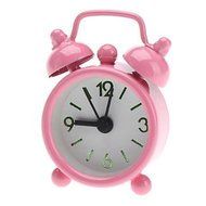 2&quot; Round Twin Bells Mini Analog Alarm Clock (1xButton Battery, Pink)