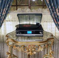 Boytone BT-16DJB-C 3-speed Stereo Turntable with 2 Built in Speakers Digital LCD Display + Supports USB/SD/AUX...