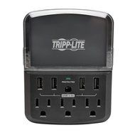 Tripp Lite 4 Outlet Surge Protector/Suppressor, Wall Mount Direct Plug-in, &amp; $10K INSURANCE (TLP4BK) N11