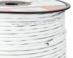 In Wall Speaker Wire | 100 Feet | 14AWG CL3 Rated 4-Conductor Wire White Oxygen Free Copper includes banana plugs... N12