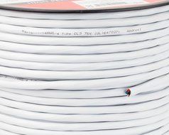 In Wall Speaker Wire | 100 Feet | 14AWG CL3 Rated 4-Conductor Wire White Oxygen Free Copper includes banana plugs... N13