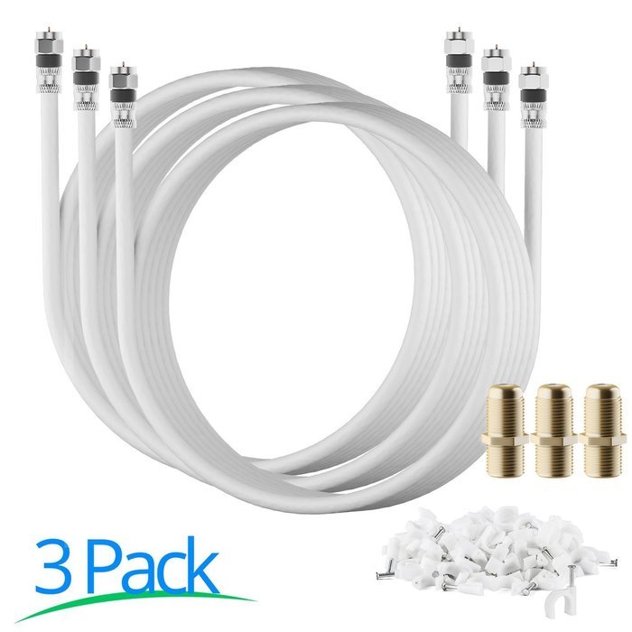 RG-6 | 25 Ft | Black | 2 Pack | UL CL2 Certified Cable Quad Shielded Coaxial Cable For Satellite TV & High Speed... N4