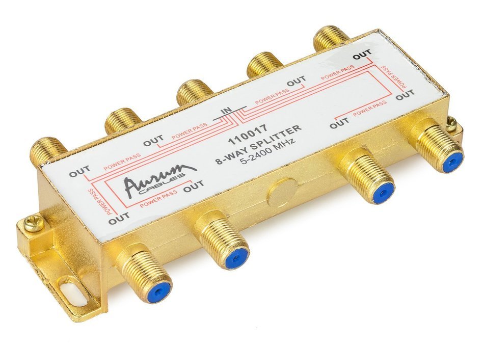 Aurum Cables 8-way Coax Cable Splitter F-type for Video VCR Cable Tv Antenna- Frequency Range 5-2400 Mhz 3-pack N2