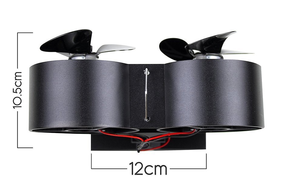 Twin Blade Heat Powered Stove Fan - 260CFM Output - Low Profile Deisgn N7