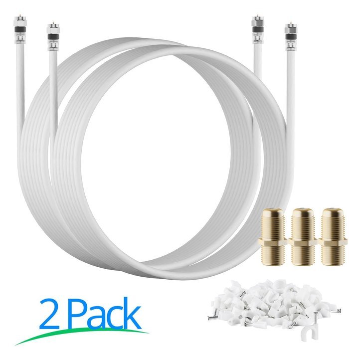 RG-6 | 25 Ft | Black | 2 Pack | UL CL2 Certified Cable Quad Shielded Coaxial Cable For Satellite TV & High Speed... N7
