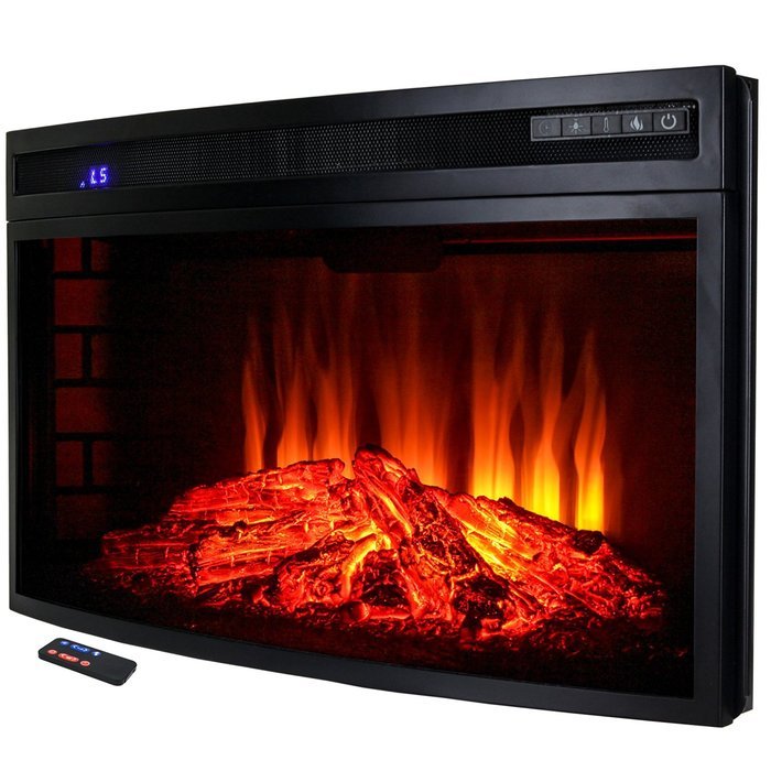 AKDY 33" Freestanding Insert 1400W 6 Setting LED Backlit Tempered Glass Adjustable Temperature Control Electric... N3