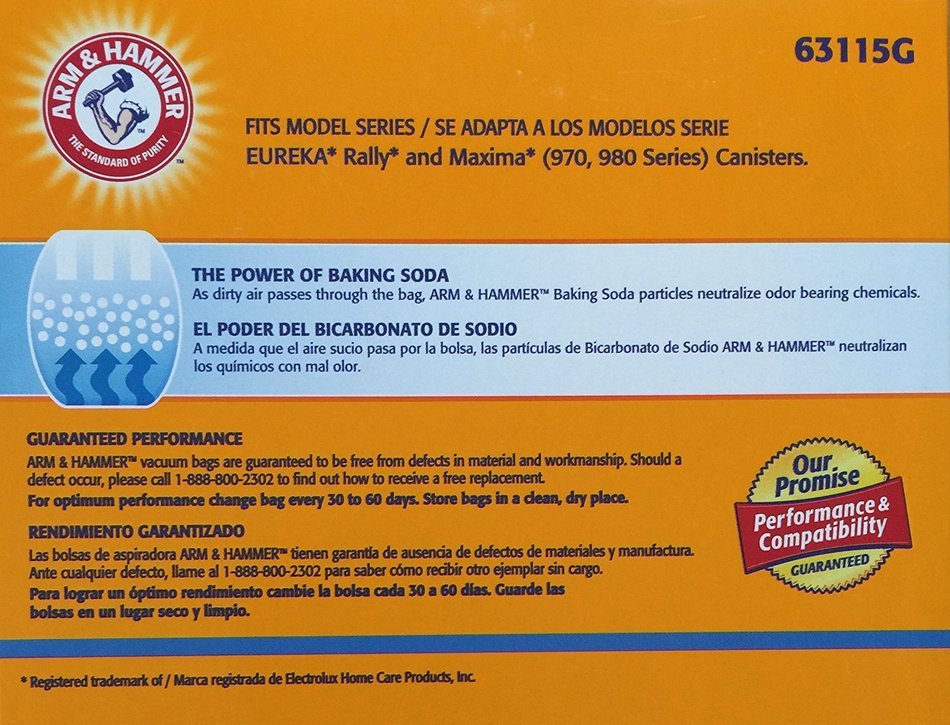 Arm & Hammer Odor Eliminating Vacuum Bags, Eureka T, 3 bags, 2 pack N4