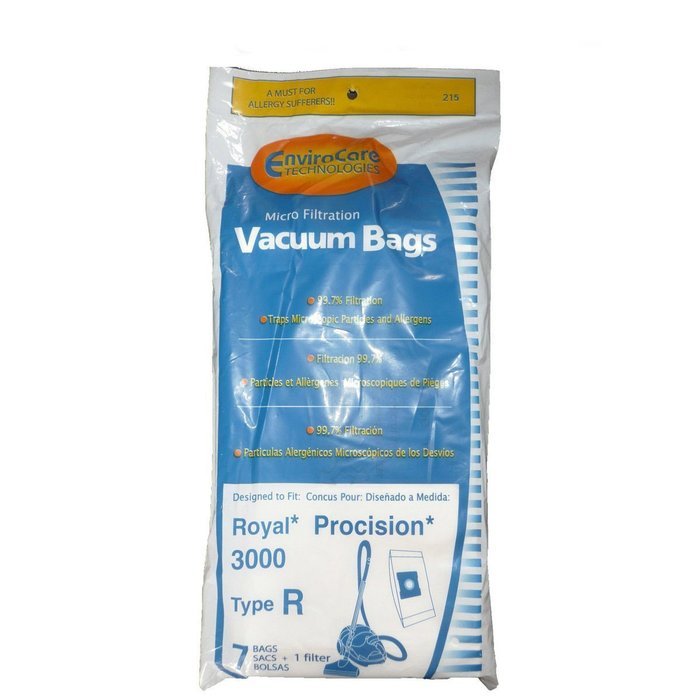 Royal Dirt Devil Type R Vacuum Bags 3000 7 Bags+1 Hepa Filter Envirocare # 215 / 3RY3100001