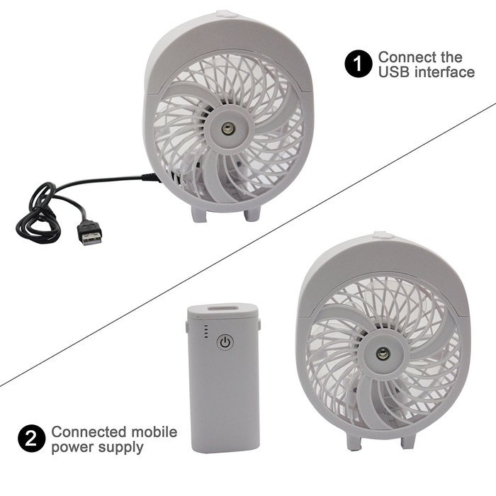 3 Speeds Mini USB Rechargeable Desktop Water Misting Cooling Fan wih 4000mAh Power Bank N5