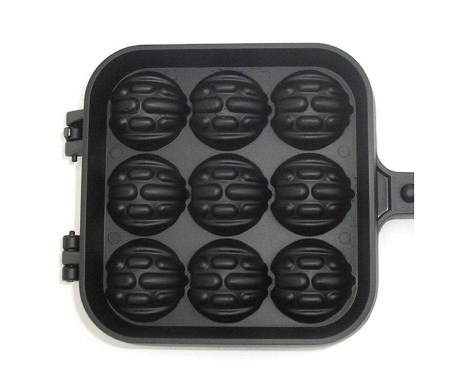 Taiyaki Walnut Shaped Waffle Maker (9 Walnut Waffles) with English Recipe N2