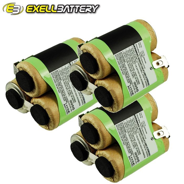 3x Exell Ni-MH 3.6V Battery Fits AEG Classic Liliput Vacuums Replaces 520103