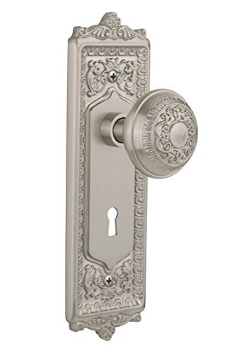 Nostalgic Warehouse Egg & Dart Plate with Keyhole Egg & Dart Knob, Passage - 2.375, Satin Nickel by Nostalgic...