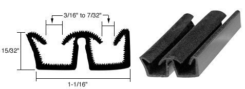CRL Flexible Flocked Rubber Glass Run Channel for Universal Applications - 96 in long by CRL Automotive