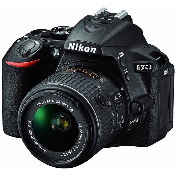 Nikon D5500 Wi-Fi Digital SLR Camera & 18-55mm G VR DX II (Red) & 55-300mm VR Lens + 64GB Card + Battery + Grip... N7