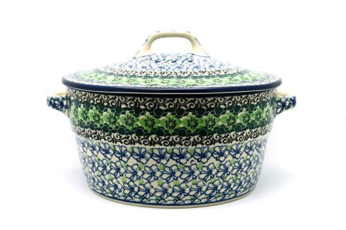 Polish Pottery Baker - Round Covered Casserole - Kiwi