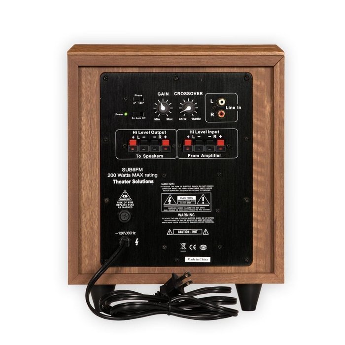 Theater Solutions SUB6FM Front Firing Powered Subwoofer (Mahogany) N3