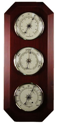17" Thermometer-Barometer-Hygrometer - Cherry - 0-3,000ft