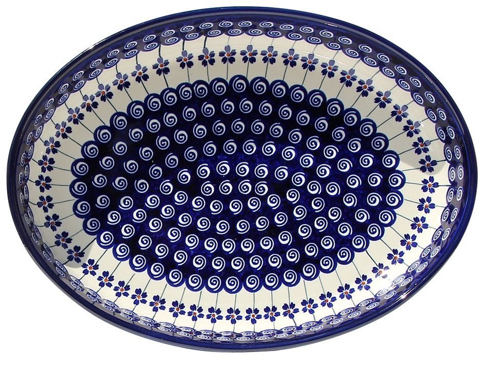 Polish Pottery Oval Baker From Zaklady Ceramiczne Boleslawiec #350-1085a, Width: 12" Length: 8.5"