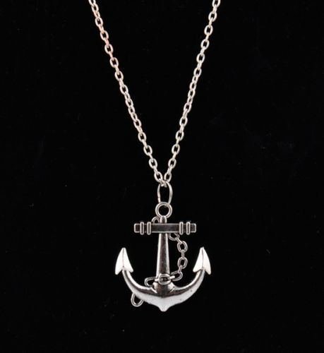 Hot Vintage Cute Silver Retro Anchor Alloy Chain Pendant Necklace N2