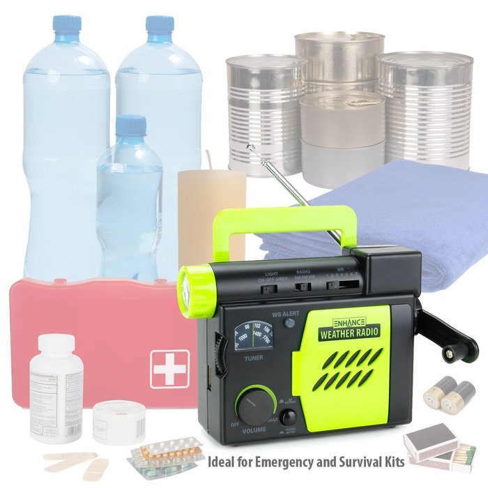Survival Kit Bundle - ENHANCE Emergency Weather Radio , NIGHTLUX EXP Hand Crank Lantern , ReVIVE Solar ReStore...