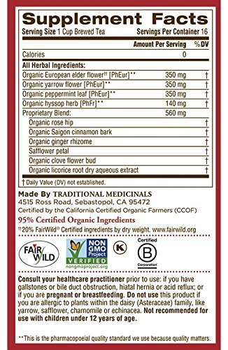 TRADITIONAL MEDICINALS HERB TEA,OG3,GYPSY CLD CR, 16 BAG N2
