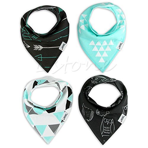 Unisex 4pcs Cotton Baby Feeding Saliva Towel Dribble Triangle Bandana Bibs