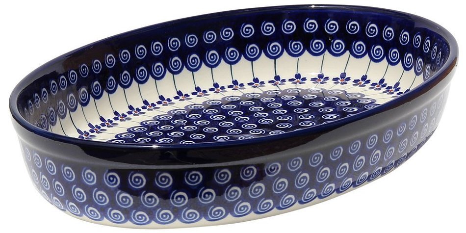 Polish Pottery Oval Baker From Zaklady Ceramiczne Boleslawiec #350-1085a, Width: 12" Length: 8.5" N2