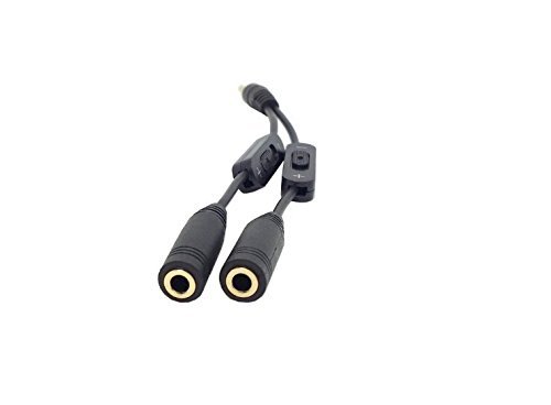 CY Black 3.5mm Stereo Male to Double 3.5mm Female Audio Headphone Y Splitter Cable with Volume Switch N2