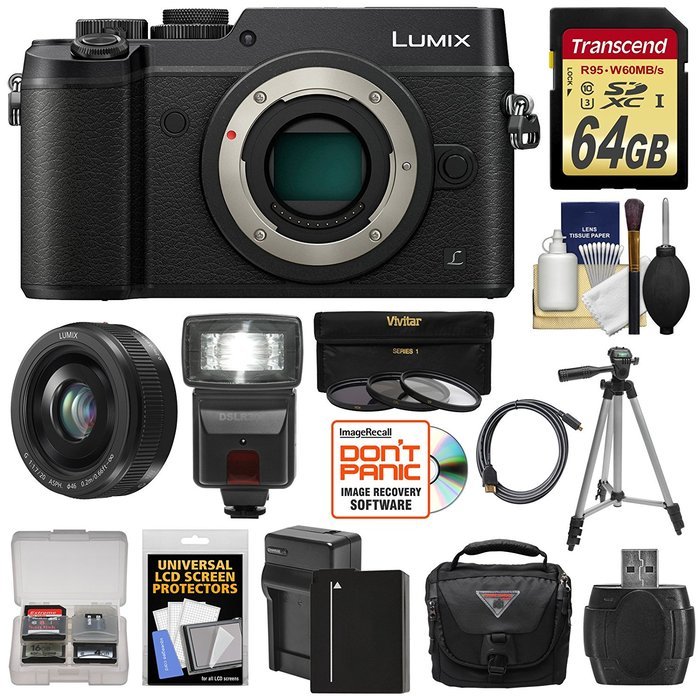 Panasonic Lumix DMC-GX8 4K Wi-Fi Digital Camera Body (Silver) with 12-35mm f/2.8 OIS Lens + 64GB Card + Battery...