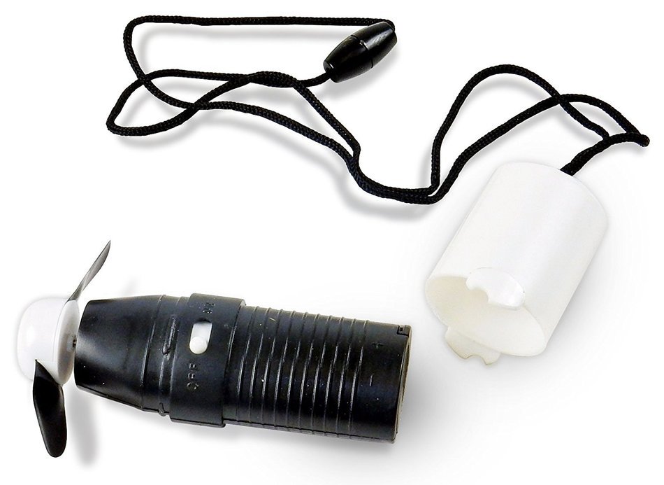Personal Pocket Model Fan with Cap & Neck Cord, Battery Operated, Kid-Safe. N7