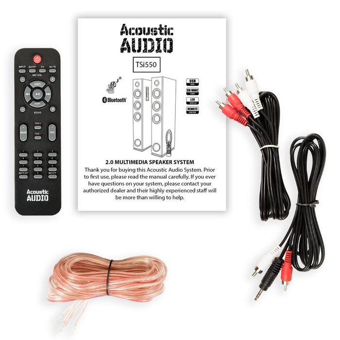Acoustic Audio TSi550 Bluetooth Powered Floorstanding Tower Home Multimedia Speaker Pair