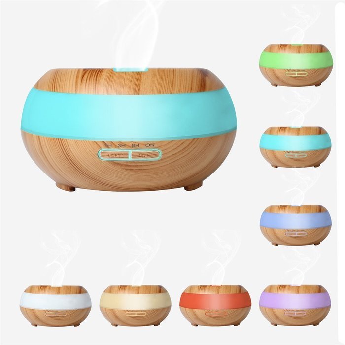 HEIOKEY 300ml Aroma Essential Oil Diffuser Wood Grain Cool Mist Ultrasonic Humidifier with 4 Timer Settings,7... N2