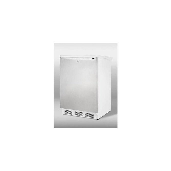 Summit Commercial 5.5 cu. ft. Refrigerator in White w/ Front Lock, SS Door & Horizontal Handle FF7L