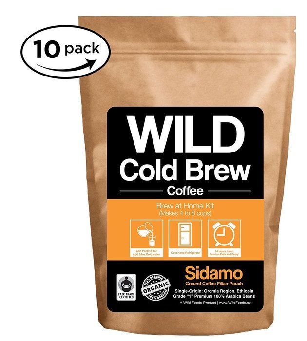 Cold Brew Coffee Kit, Brew-At-Home Wild Coffee Pouch made with Ground Organic Wild Coffee, Fair trade, Single-origin... N3