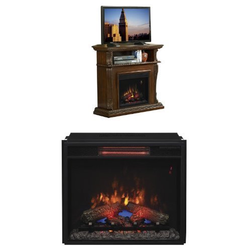 Complete Set Corinth Media Mantel in Vintage Cherry with 23" Infrared Spectrafire Plus Insert with Safer Plug