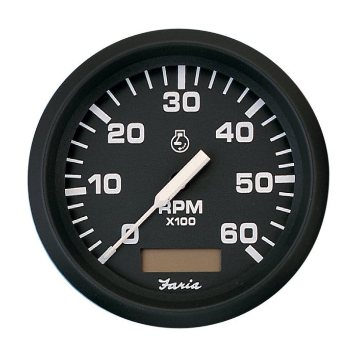 Faria 4" Tachometer w/Hourmeter - 6,000 RPM (Gas - Inboard) - Euro Black