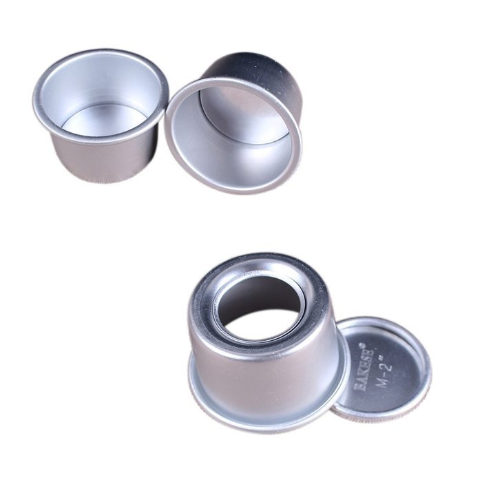 Jcrystal 5Pcs/Pack 2" Aluminum Alloy Cake Mold Removable Bottom Pudding Mold DIY Baking Kitchen Tools