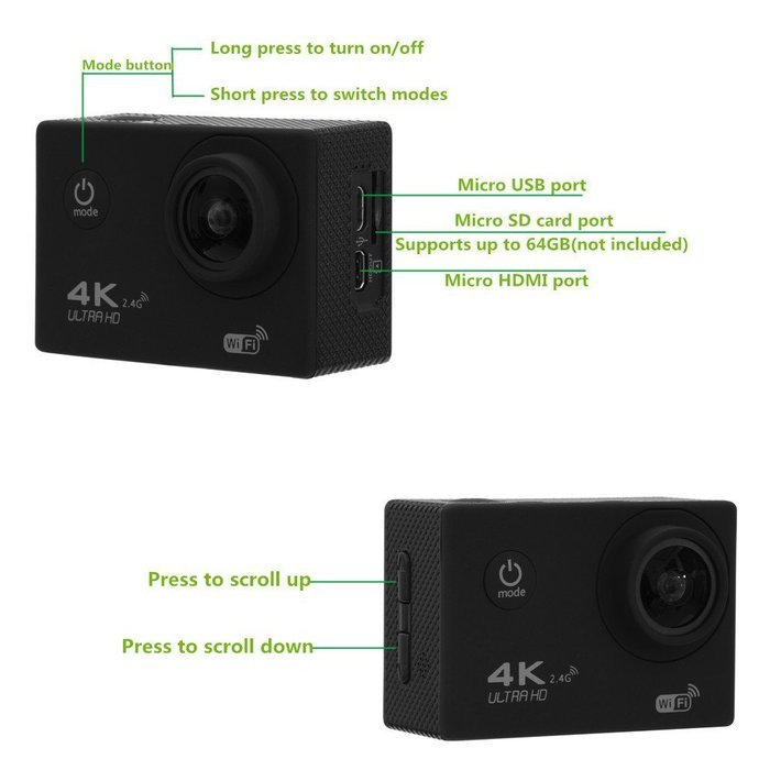 HILLPOW 4K WIFI Sports Action Camera Ultra HD Waterproof DV Camcorder 170 Degree Wide Angle 2 inch LCD Screen... N2