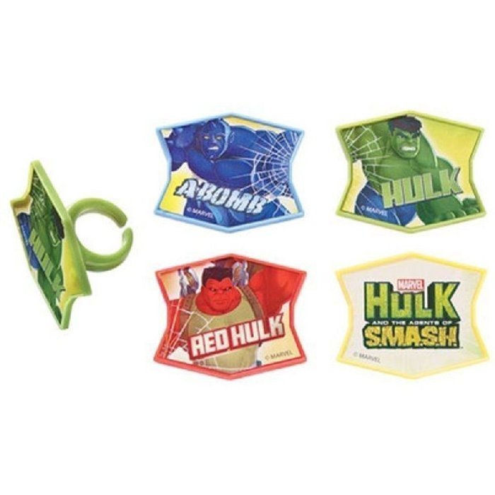 12 Hulk Hulk Party Cupcake Ring Red Hulk A Bomb Agents of S.M.A.S.H. Rings