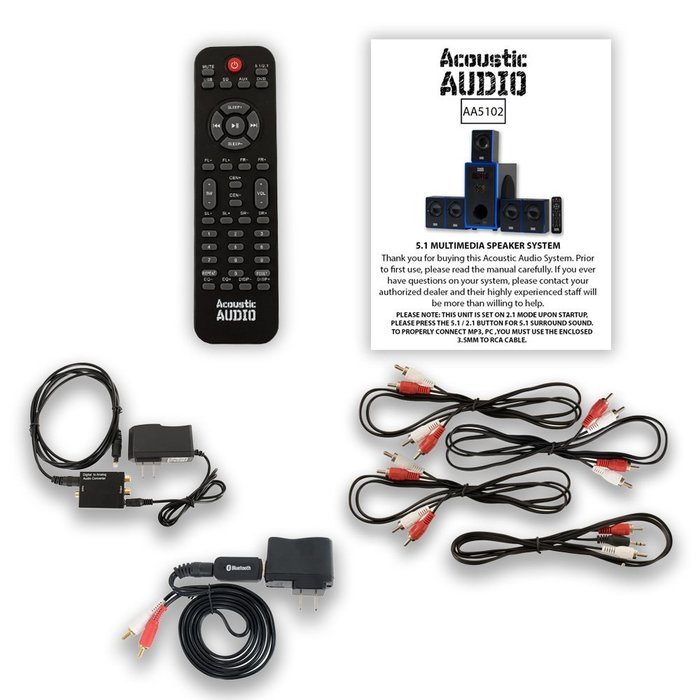 Acoustic Audio AA5102 800W 5.1 Home Theater Speaker System with Bluetooth and Optical Input AA5102BD